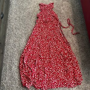 Shein high neck belted maxi dress